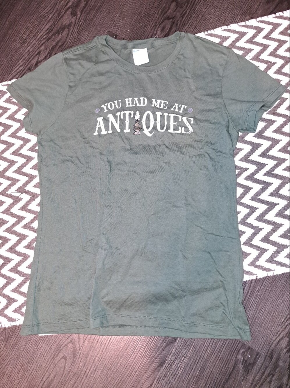 You Had Me at Antiques Graphic T-Shirt - Olive Green